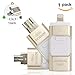 AOREAL 3-in-1 Mobile USB Flash Drive with Lightning Connector for iPhone iPad , iPod Touch 5, iPhone 7,5S ,5C ,6 ,6 Plus,Android system (Gold 16GB)
