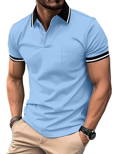 SwissWell 5 Pack Men's Golf Polo Shirt Short Sleeve Lightweight Summer T Shirt Tennis Breathable