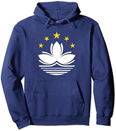 Unisex Macau Flag Hoodie - Macanese Lotus Hooded Sweatshirt Medium Navy