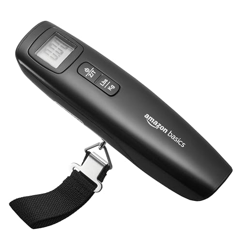 Amazon Basics Bilancia digitale pesa valigie, 13 x 3.7 x 5.7cm, Nero