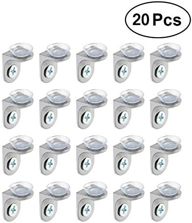 Phinacan 20 PCS Glass Shelf Bracket Pegs Mounting Brace Right Angle Fixing Supports with Suction Cup
