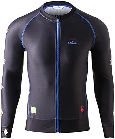 HOTIAN Mens Rash Guard Long Sleeve Zip UPF 50+ Skins Swimsuits Top