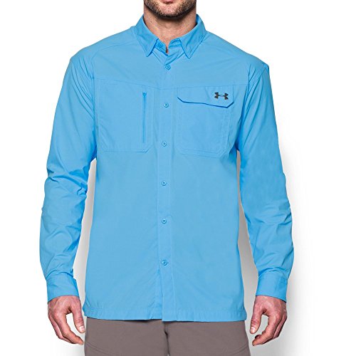 Under Armour Men's UA Fish Hunter LS Solid, Carolina Blue (475)/Rhino Gray, X-Large