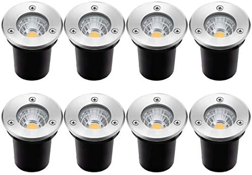 Panorama Lights ZUCKEO 8 Pack LED Effectively Lights 3W 12V-24V Floor Lights IP67 Waterproof Low Voltage Panorama Lighting for Driveway, Deck, Step, Backyard Lights Out of doors (Heat White)