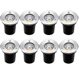 Landscape Lights ZUCKEO 8 Pack LED Well Lights 3W 12V-24V Ground Lights IP67 Waterproof Low Voltage Landscape Lighting for Driveway, Deck, Step, Garden Lights Outdoor (Warm White)