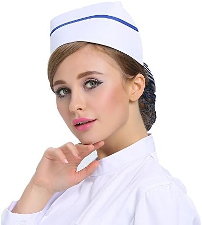 SongXin Nurse Hat, Women's Hat, Vinatge Stripe Nursing Costume Cap