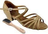 Bundle Lightweight Very Fine Women's Ballroom Salsa Practice Latin Dance Shoes 1670c + Brush + Pouch 1.5