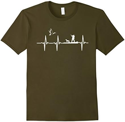 Men's Duck Hunting Waterfowl Hunter Heartbeat T-Shirt XL Olive