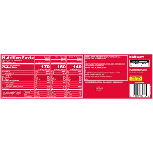 PLANTERS PEANUTS HOLIDAY TRIO PACK – SNACKS VARIETY PACK FOR ADULTS WITH SWEET N CRUNCHY, HONEY ROASTED, AND COCKTAIL PEANUTS (3 COUNT CANISTERS)