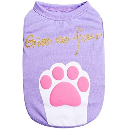 DMMW Hunde- und Katzenkostüm des Haustieres, bequemes Trikot im Frühling und Sommer, runder Halsausschnitt, Violettes Fuß, mo