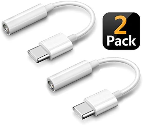 Pixel 2 Dongle Headphone Adapter Type C to 3.5mm, DESERTI [2-Pack] Type C 3.5mm Aux Converter w/Realtek DAC Hi-res Chipset for Google Pixel 2/Pad Pro 11" 12.9" 2018/Pixel 3/XL/Samsung S9 S9+ Note 9