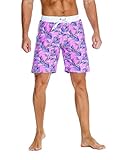 Nonwe Men's Swim Trunks Printed Quick Dry Drawsting with 3 Pockets