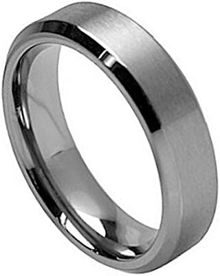 7MM Titanium Wedding Band Ring Brushed Center Beveled Edge