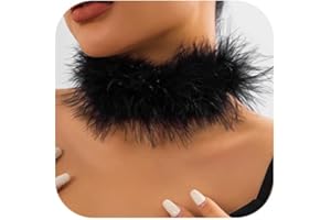Jovono Feather Choker Necklaces Fluffy Collar Necklace Gothic Halloween Costume Necklace Accessories for Women and Girls