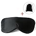 Nippery Natural Mulberry Silk Mask, Reversible Sleep Silk Blinder With A Free Velvet Bag, Eyeshade for Travel, Relaxing, Flight, Shift Workers and Fast Asleep, Black