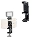 Cell Phone Tripod Mount Adapter Smartphone Tripod Holder Clip Clamp with LED Light & Microphone Shoe Mount and Bubble Level for Cell Phone Smartphone Used on Tripod Monopod and More
