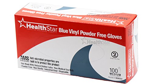 Healthstar Anti-microbial Vinyl Blue Gloves X Large, Disposable, Powder Free, Industrial Quality, Comfortable (Box of 100) - Thumbnail 7