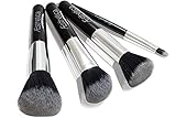 Aesthetica Cosmetics 4-Piece Premium Synthetic Contour and Highlight Makeup Brush Set for Powder, Foundation, Blending, Contouring and Highlighting Includes Carry Case- Vegan and Cruelty Free