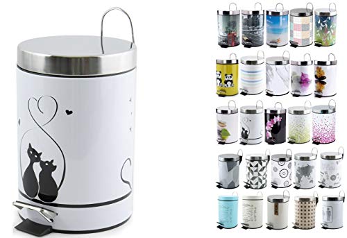 MSV Pedal Bin Cat 3l-17x17x25, Black/White, 30 x 20 x 15 cm - Thumbnail 4