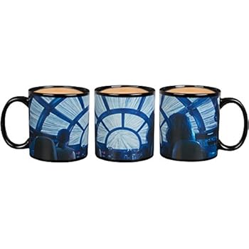 Star Wars Heat Reveal Coffee Mug - Rey and Chewbacca in Millennium Falcon - Hyperspace Activates with Heat - 20 oz