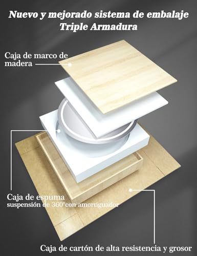 SAGIWO Espejo para Baño con Luz Led 70 * 70 cm, Espejo Inteligente Antivaho Redondo, con Luz Ajustable en 3 Colores, Función de Hora, Instalación Vertical/Horizontal