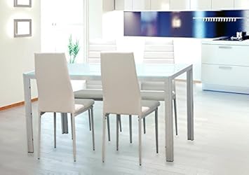 EBS® White Glass Dining Table and 4 Chairs Dining Room Furniture ... EBS® White Glass Dining Table and 4 Chairs Dining Room Furniture Set - Modern Design EBS® White Glass Dining Table and 4 Chairs Dining Room Furniture ... EBS® White Glass Dining Table and 4 Chairs Dining Room Furniture Set - Modern Design