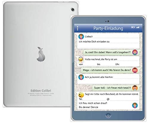 Mobile Phone Tablet Invitations (Set 2): Set of 12 Funny Mobile Phone Tablet Invitation Cards with WhatsApp Message and Smileys Emoji for Children's Birthday or Party by Edition Colibri ©