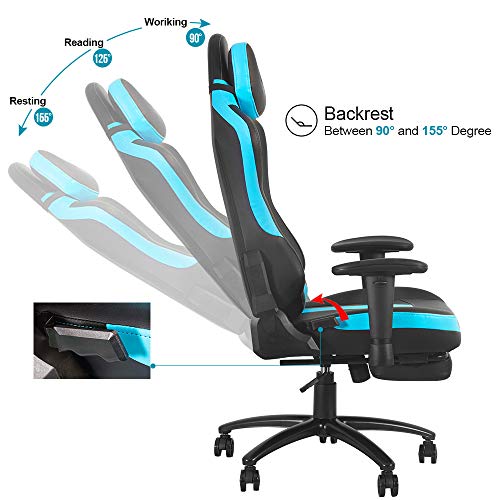 eclife Gaming Chair Office Chair High Back Ergonomic Video Game Chair Backrest and Seat Height Adjustable Swivel… - Image 3