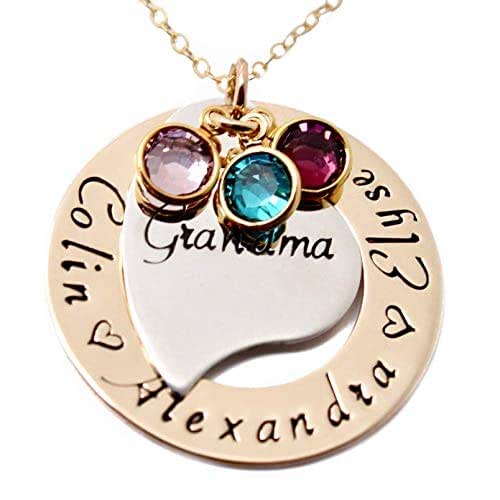 Personalized Grandma Necklace with Birthstones Gold