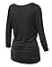 Aenlley Womens Boat Neck Dolman Top 3/4 Sleeve Solid Shirring Drape Jersey Tops