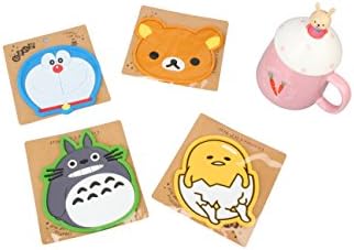 Set of 4 - Super Cute Kawaii Silicone Cartoon Cup Coasters Mats 5-inch (Assorted) (Japanese Cartoon)