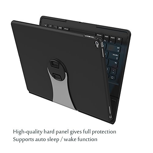 iPad Pro 12.9 Keyboard Case, Procase iPad Pro Tablet Wireless Bluetooth Keyboard Case, 360 Degree Rotation, Ultra-Slim, Multiple Angle Viewing, Stand Protective Case for Apple iPad Pro 12.9" (Black)