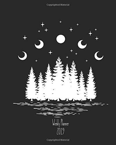 Weekly Planner 2019: 12 Month Planner: Month View and Weekly Breakdown: Calendar Schedule Organizer and Journal Notebook (8x10 inches) (Black Night with Moon Stars & Trees Planners) Paperback – August 27, 2018
