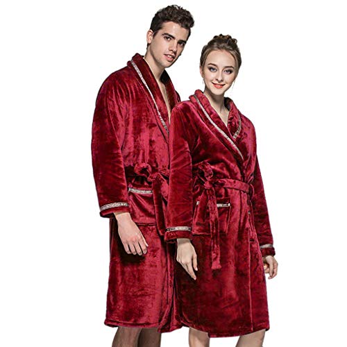 Letdown Men Women Winter Plush Shawl Bathrobe Lengthen Thicken Home Clothes Robe Coat
