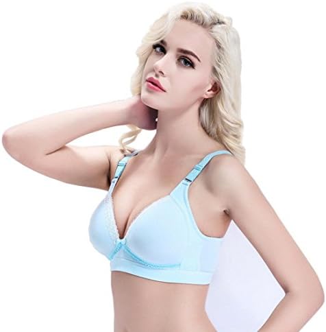 Maternity Bra, Women Nursing and Breastfeeding Bralette Adjust Maternal Postpartum Bra with Underwire (34B, Blue)