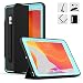 DUNNO New 10.2 Case 2019, Hybrid Leather Three Layer Heavy Duty Smart Cover with Auto Sleep/Wake Pencil Holder Stand Feature Design for iPad 7th Gen 10.2 Inch 2019 (Black/Light Blue)
