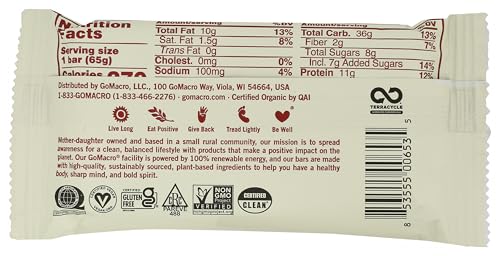 GOMACRO MACROBAR ORGANIC VEGAN PROTEIN BARS – MAPLE SEA SALT (2.3 OZ)