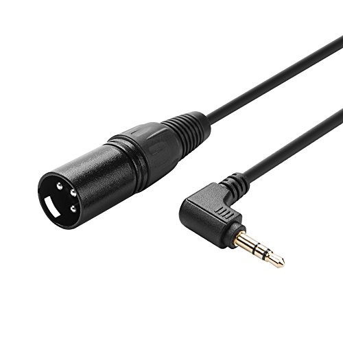 3.5mm to XLR,CableCreation 3 Feet Angle 3.5mm (1/8 Inch) TRS Stereo Male to XLR Male Cable Compatible with iPhone, iPod, Tablet,Laptop and More.Black