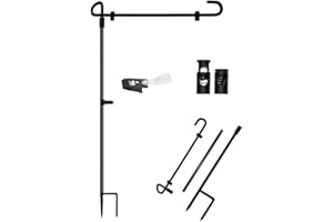 MAXZONE Garden Flag Stand Banner Flagpole, Black Wrought Iron Yard Garden Flag Pole - Holds Flags up to 12.5" in Width for Outdoor Garden Lawn