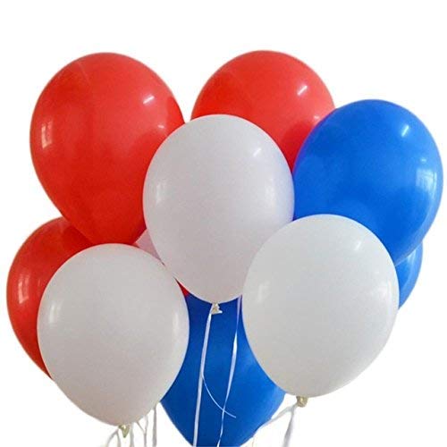 30 Red/White/Blue 12" Balloons For CHILE Cricket World Cup Celebrations/World Cup Parties
