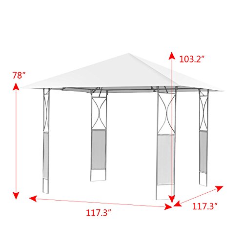 10'x10' Square Gazebo Canopy Tent Shelter Awning Garden Patio