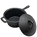 NuCast 3 Quart Cast Iron Sauce Pan Cooker. Pre-Seasoned Skillet, Fryer, Dutch Oven, with Dome Lid. Good for Home, Outdoor, Camping. Use in Oven, Stove & Grill. Easy to Clean. With Helper Handle