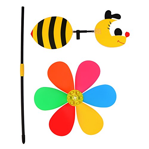Jili Online 3D Large HoneyBee Shaped Windmill Wind Wheel Whirligig Garden Lawn Yard Decoration