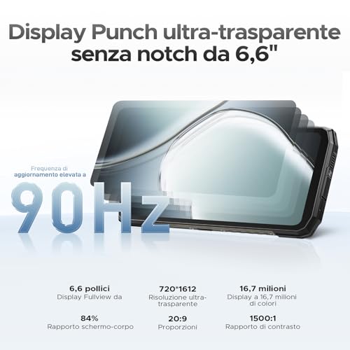 Blade 10 Power Rugged Smartphone, 10300mAh, 24GB+256GB Unbreakable Phone, 90Hz 6.6" HD+IPS, 50MP+8MP Rugged Smartphone, Triple Card Slot,Android 14/Fingerprint ID/Face Unlock/NFC/OTG, Silver