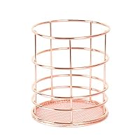 WPOtee Rose Gold Steel Mesh Pen Pencil Desk Holder Organizer Makeup Brush Storage Wired Mesh Design (B)