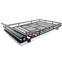 INLAR RC 1:10 Car Roof Luggage Rack - Metal Roof Rack Luggage Carrier Tray with LED Light for 1/10 RC Crawler Car Traxxas TRX4 Bronco for Cherokee for Wrangler Axial Scx10 RC4WD CC01 TF2(A)