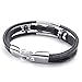 KONOV Mens Womens Leather Bracelet, Love Infinity Charm Cuff Bangle, Black Silver