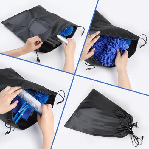 LALAGO Pool Brush, with 210 cm Adjustable Aluminium Bar, Pool Cleaning Brush, Brush Head with Handle, Cleaning Brush, Bottom Cleaning Brush (Set D)