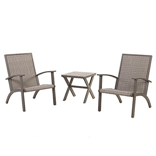 Grand patio Shakopee 3-Piece All Weather Rattan Wicker Outdoor Conversation Set – Grey