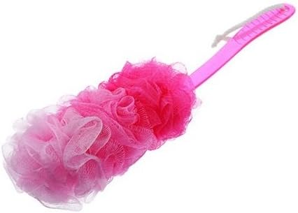 Long Handle Bath/Shower Body &amp; Back Soft-Mesh Loofah Sponge Scrubber (Pink)
